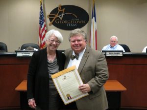 Carol Light and Mayor Dale Ross at the Nov. 8, 2016 City Council Meeting